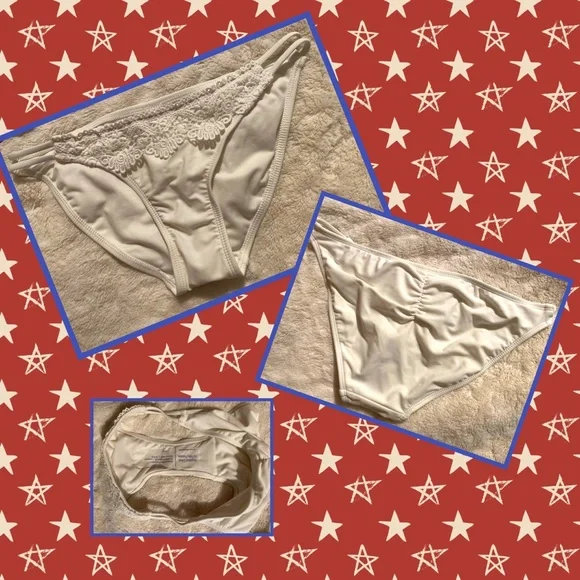 ❤️‍🔥R, W & B 2 IN 1 REVERSIBLE STARS & STRIPES BIKINI WITH WHITE BOTTOMS SIZE M - Picture 2 of 9